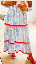 THML Blue Stripe Tiered Skirt