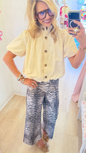 Grey Animal Print Wide Leg Jeans