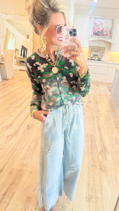 Taupe Multi Faded Camo Cardigan