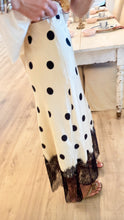 Taupe and Black Polka Dot Lace Detail Midi Skirt