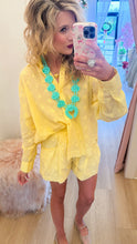 Yellow Floral Embroidered Short Set