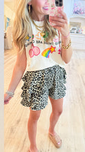 Leopard Denim Ruffled Shorts