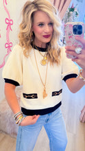 Cream Contrast Horse Bit Top