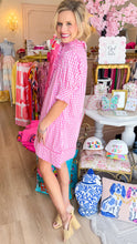 Pink Gingham Ruffle Collar Mini Dress