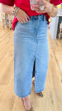 Denim Front Slit Midi Skirt