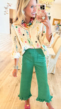 Kelly Green Gingham Ruffle Hem Pants