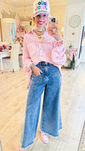 Denim Wide Leg Raw Hem Jeans