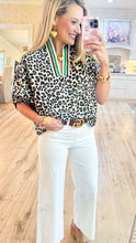 Camel Leopard Collard Blouse