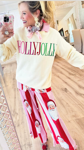 Cream Multi Color Holly Jolly Sweatshirt