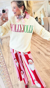 Cream Multi Color Holly Jolly Sweatshirt