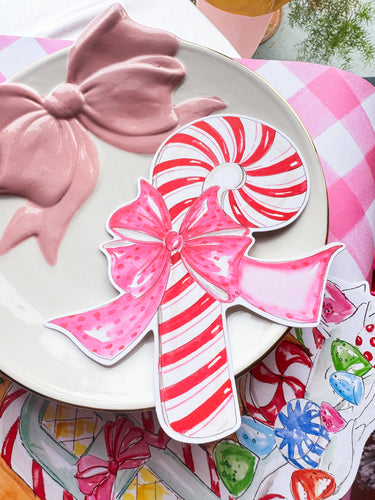 Pink Candy Cane Placemat Name Tag