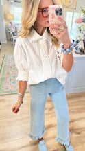 White Poplin Tie Front Top