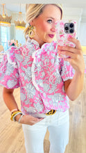 Pink and White Printed Top