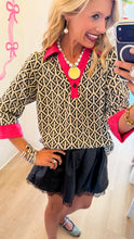 Pink Metallic Tweed Contrast Top