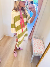 Deal of The Day Green Oversized Stripe T-Shirt Dress