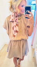Taupe Puff Sleeve Mini Dress