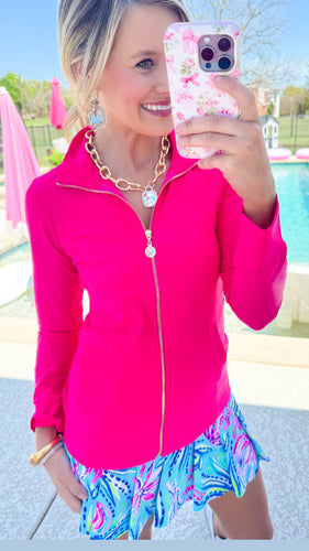 Hot Pink Penelope High Neck workout Jacket