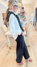 Off White Oversized Ruffle Detail Button Up Top
