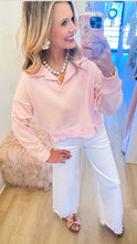 Pink V-Neck French Terry Sweatshirt