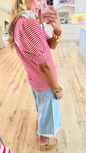 Red Striped Collard Blouse