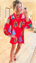Queen of Sparkle Red Christmas Tree Sweatshirt Dress