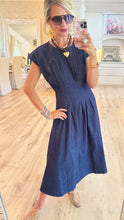 THML Denim Cap Sleeve Pleated Midi Dress