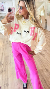 Cream Spooky Boo Contrast Patch Sweatshirt