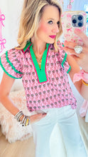 Deal Of The Day Pink Floral Contrast Flutter Sleeve Top