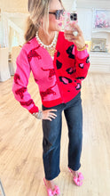 Pink Animal Colorblock Cardigan