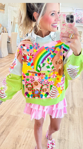 Queen of Sparkle Ginger Bread House Sweater
