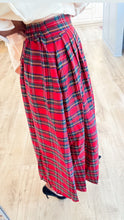 Red Multi Plaid Midi Skirt