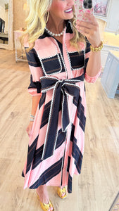Pink Bold Stripe Maxi Dress