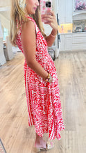 Red Printed Midi Dress