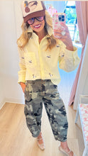 Yellow Mallard Embroidered Button Up Top