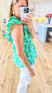 Green Floral Printed Top