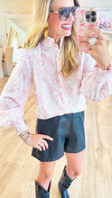 Pink Western Toile Button Up Top