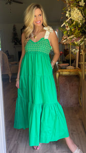 Kelly Green Tiered Maxi Dress