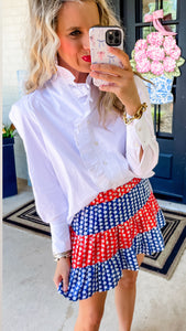 Red and Blue Star Sequin Mini Skirt