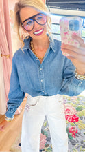 Risen Denim Button Up Top