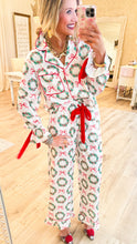 Deal of the Day White and Green Wreath PJ Pant Set