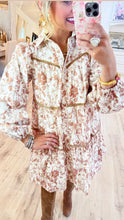 Brown Toile Button Down Dress