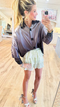Grey Floral Beaded Blouse