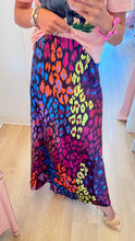 Multi Color Animal Print Satin Midi Skirt