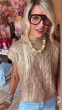 Gold Metallic Mock Neck Sweater Top