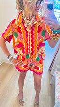 Pink and Orange Multi Print Ric Rac Trim Short Set