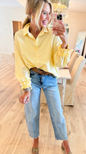 Yellow Stripe Ruffle Detail Top