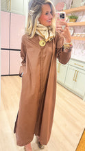 Brown Solid Long Sleeve Midi Dress
