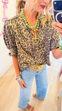 Gold Metallic Leopard Puff Sleeve Top