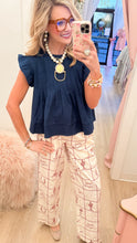 RESTOCK Denim Ruffle Sleeve Pleated Top