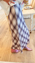 Taupe and Choco Plaid Midi Skirt